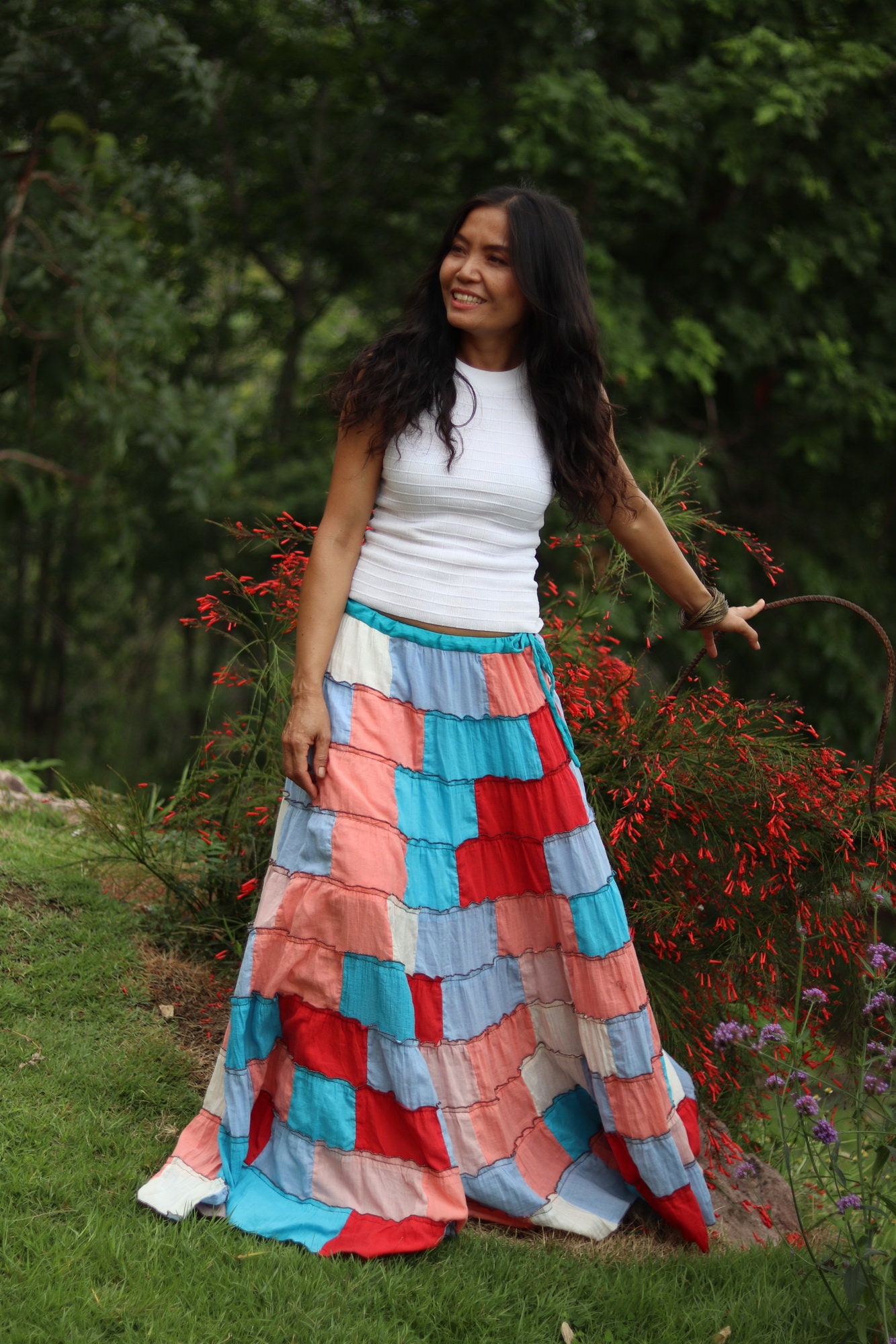 Patchwork Skirt / Long Skirt / Full Length Skirt / Maxi Skirt | Etsy