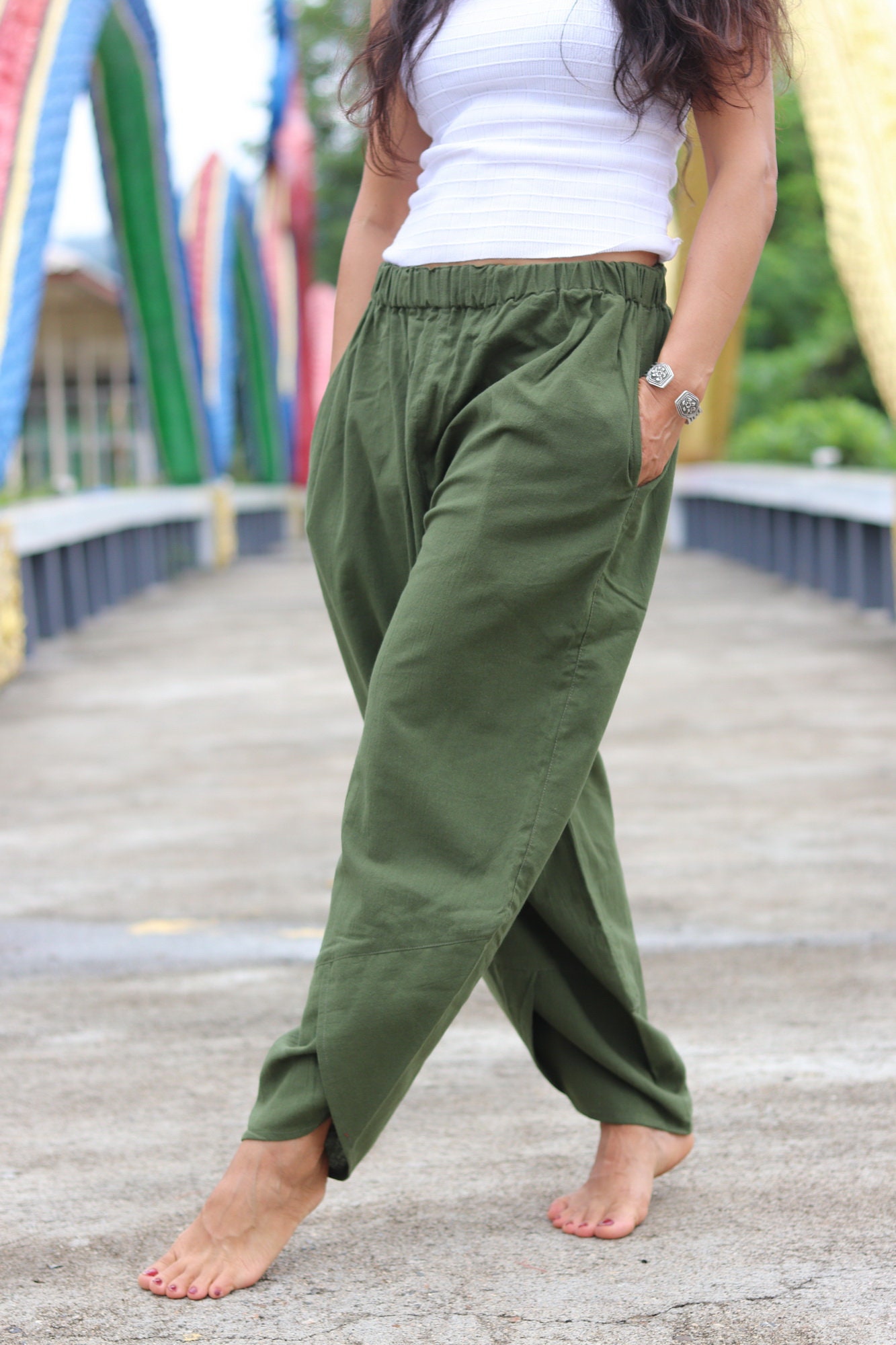 Dress Pants , Casual Pants , Women's Dress Pants ,light Cotton Pants , Date  Pants , Color Dark Green -  Canada
