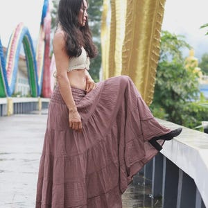 Boho Skirt / Maxi / Peasant / Long /Colour Dark Grey /Soft and Floaty/ Boho Chic Dusty Rose