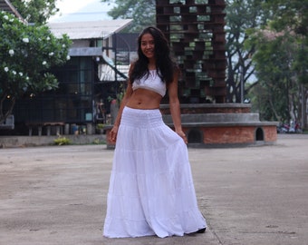 White boho maxi skirt cheap outfit
