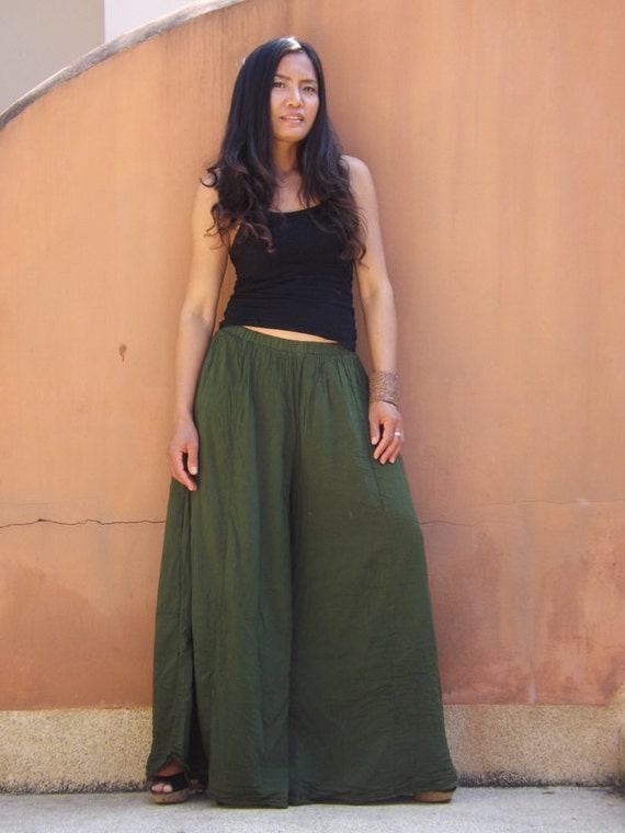 Olive Wide-leg Pants | Forever 21