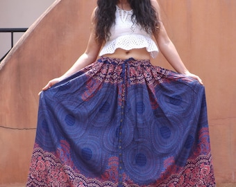 Maxi Skirt / Long Skirt/ Modest Skirt  / Boho Skirt /Full Length Skirt /Soft and Floaty / Summer Skirt /Beach Skirt / Printed Fabric