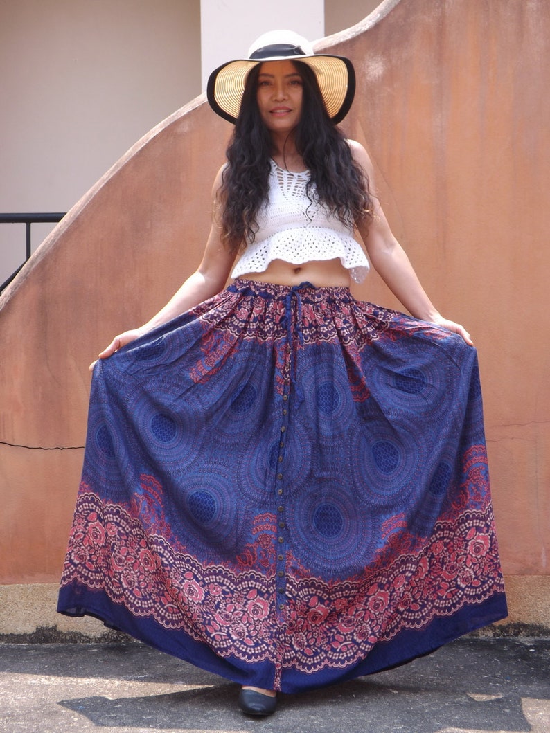 Maxi Skirt / Long Skirt/ Modest Skirt / Boho Skirt /Full Length Skirt /Soft and Floaty / Summer Skirt /Beach Skirt / Printed Fabric image 1