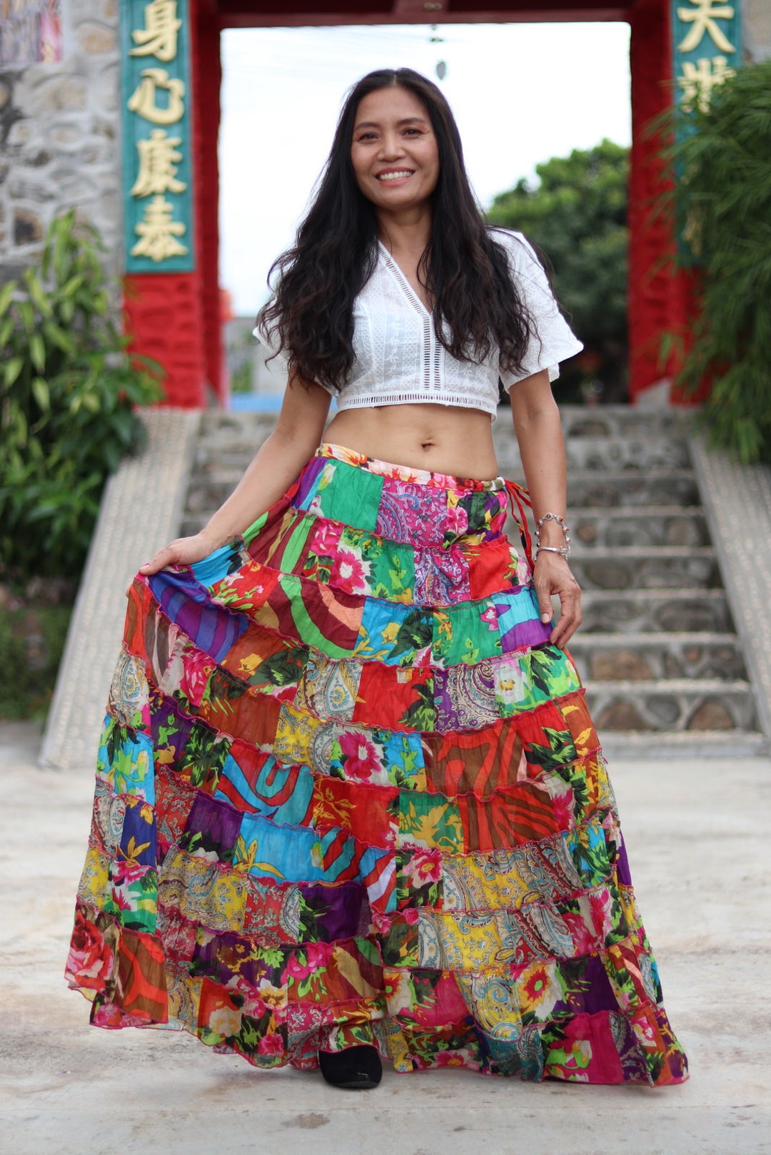 Patchwork Skirt Long Skirt full Length Skirt Boho Skirt - Etsy