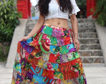 Patchwork Skirt, Long Skirt ,Full Length Skirt , Boho Skirt ,Cotton Skirt, Cotton Maxi Skirt ,Summer Skirt,High Waist Skirt,Maxi Skirt