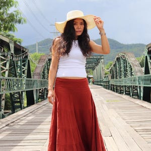 ロングスカート / ボヘミアン / マキシ / バーントオレンジ / ダブルファブリック / モデストスカート / ペザント / 冬 / 秋