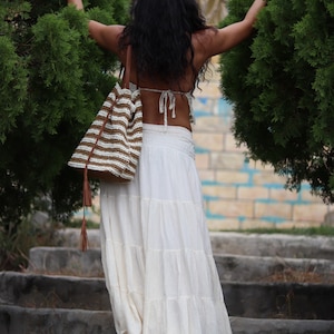 Boho Skirt / Maxi / Long / Modest / Full Length/ Colour Natural Cotton/ Boho / Tiered /Floaty image 2