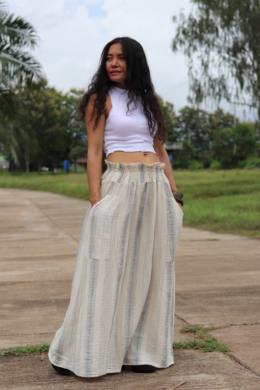 Long Skirt / Long Boho Skirt / Maxi Skirt / Wrinkled Cotton - Etsy