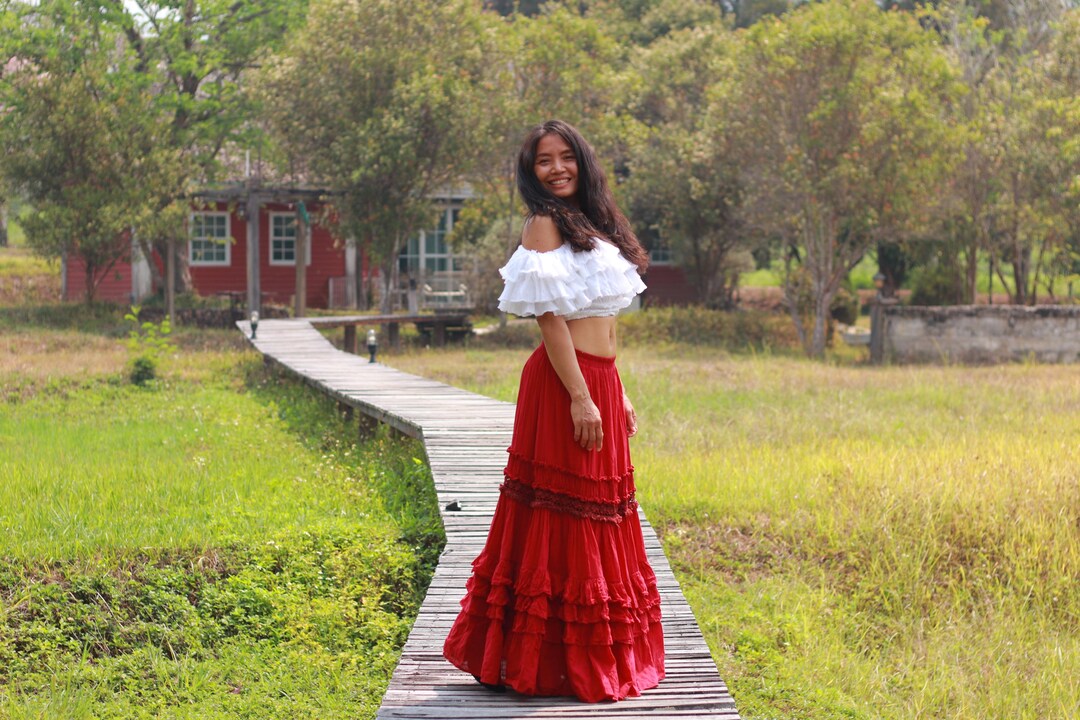 Boho Long Skirt Shanghai Red main image 1
