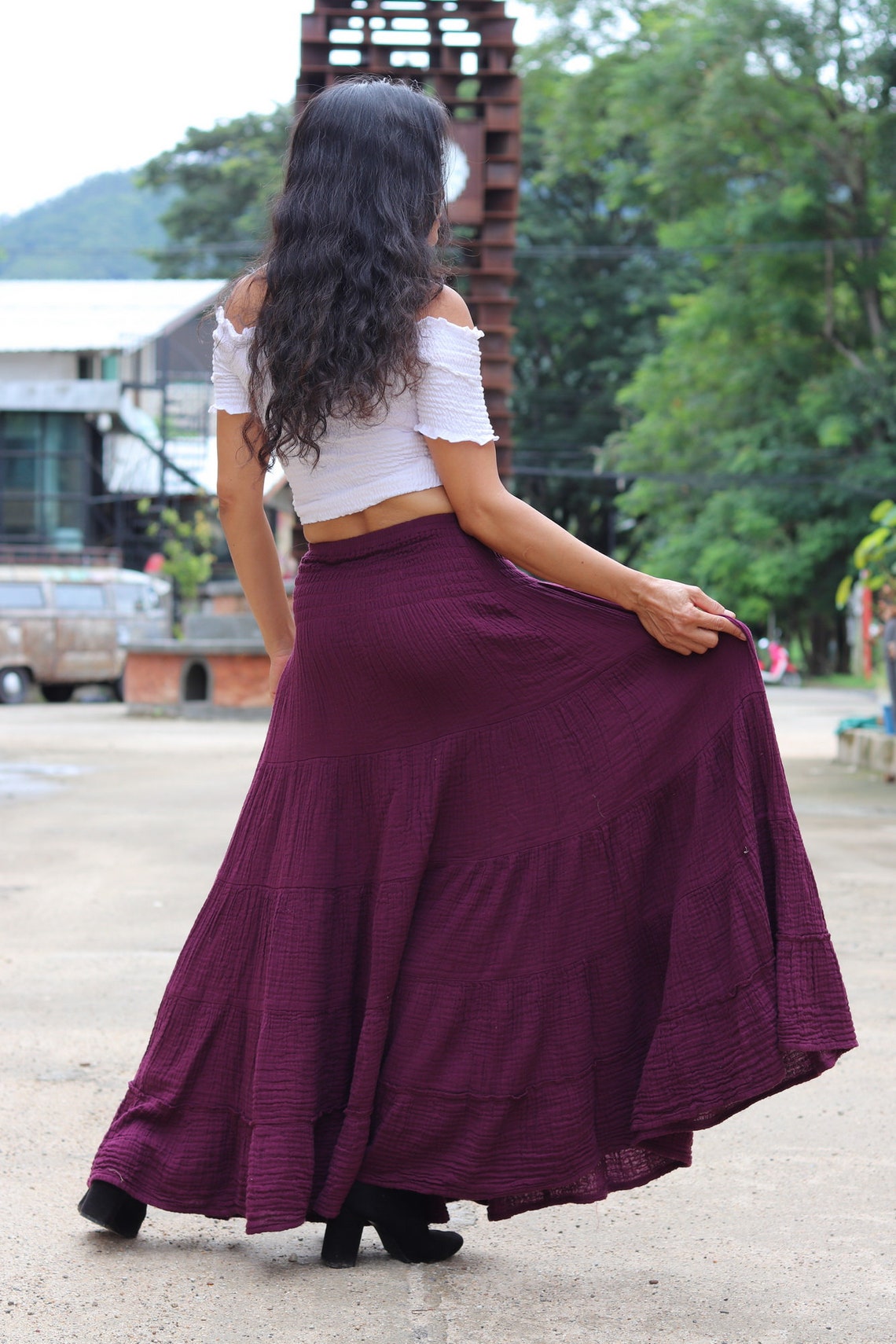 Long Skirt / Long Boho Skirt / Long Maxi Skirt / Double Fabric | Etsy