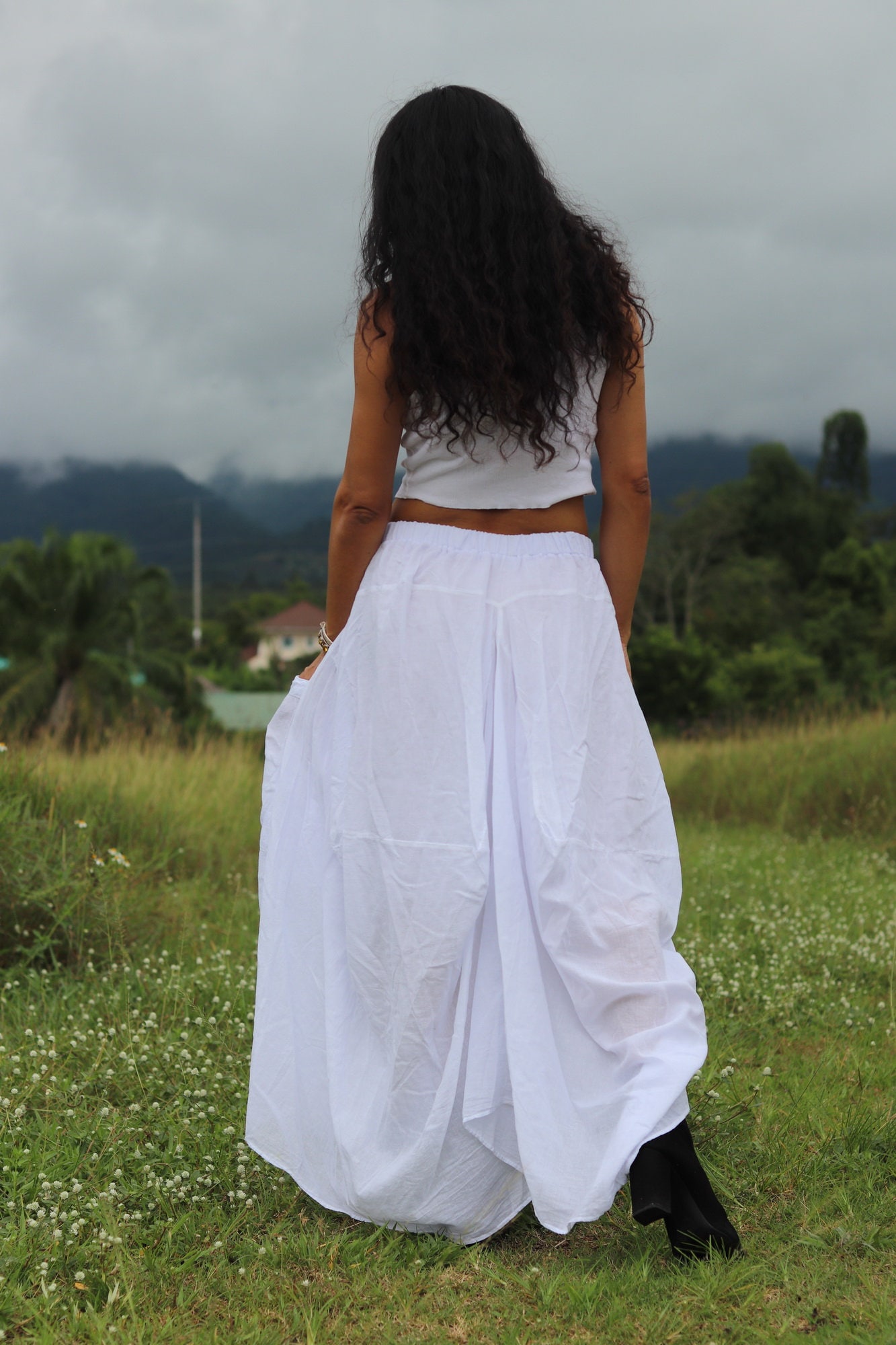Funky Skirt / Boho Skirt / Long Skirt / White Skirt / Lined Funky Skirt / Boho Skirt / Long Skirt / White Skirt / Lined