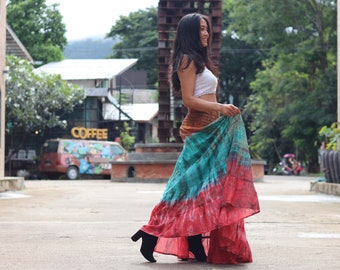 Tie Dye Maxi Skirt: Cotton Boho Long Skirt