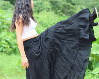 Long Skirt / Maxi Skirt / Long Boho Skirt / Full Length Skirt / Cotton Skirt / Modest Skirt / Plus Size Skirt / Color Black