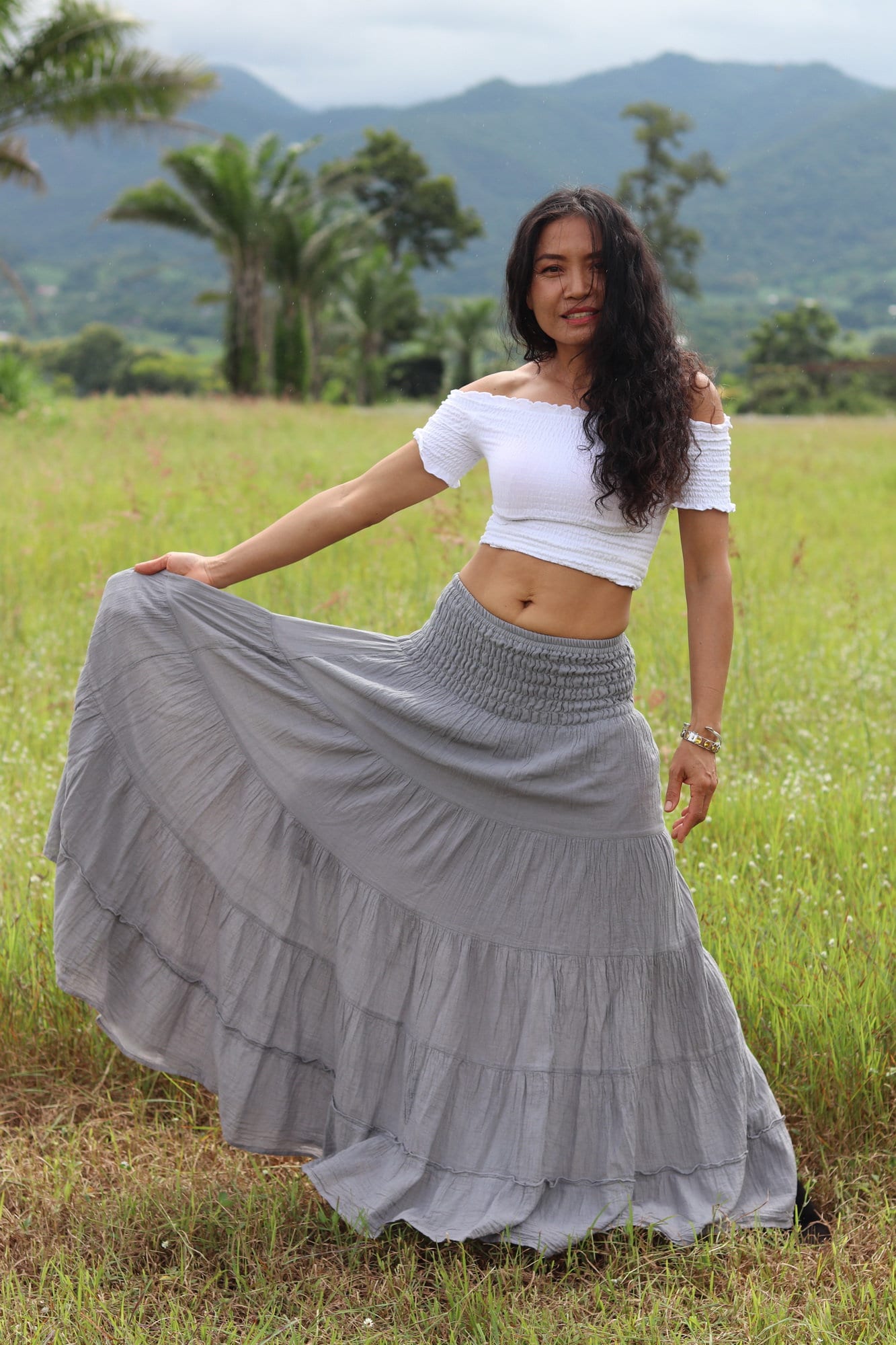 Dark Khaki High Waisted Maxi Linen Skirt 277001# Dark Khaki High Waisted Maxi Linen Skirt 277001#