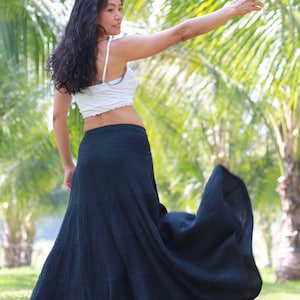 Long Skirt / Long Boho Skirt / Long Maxi Skirt / Double Fabric / Black Skirt  / Maxi Skirt /Boho Skirt/Full Length Skirt/Long Balck Skirt