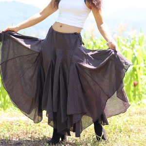 Boho Skirt / Long Skirt / Pixie Skirt / Bohemian Skirt / Maxi Skirt / Cotton Skirt / Asymmetrical Skirt / Color Coco Brown image 9