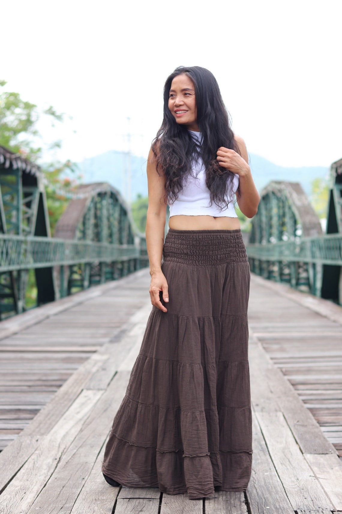 Gauze Tiered Skirt / Maxi Skirt / Long Boho Skirt / Boho Skirt Etsy UK
