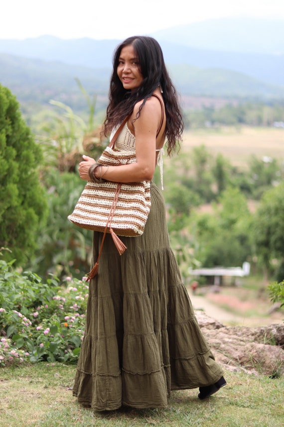 Lange Rok Lange Boho Rok Maxi Rok Full Length Rok Etsy
