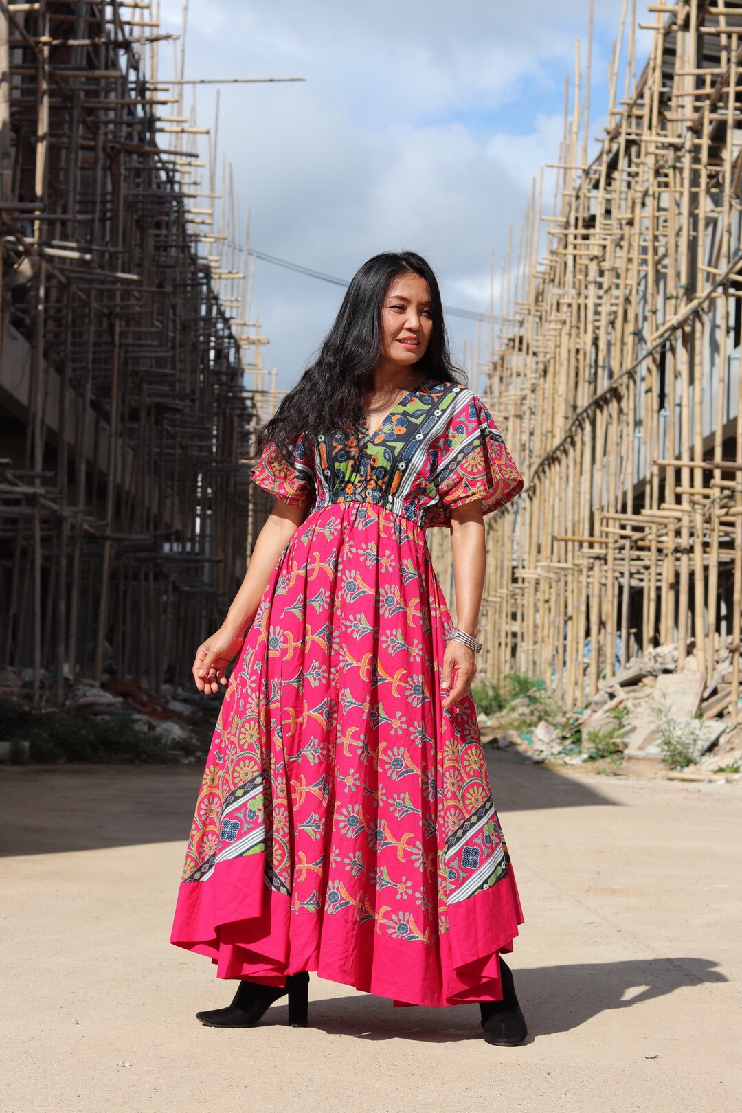 Maxi Dress / Long Dress / Dress / Nepal Printed Fabric / Summer Dress ...