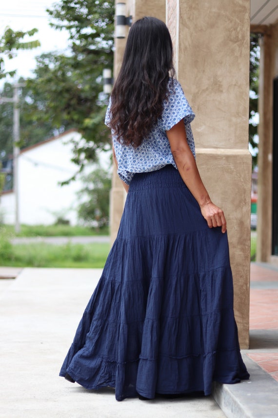 Navy boho maxi clearance skirt