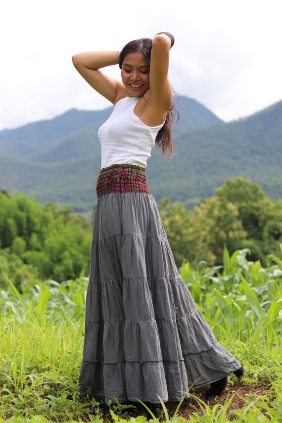 plus size long boho skirts