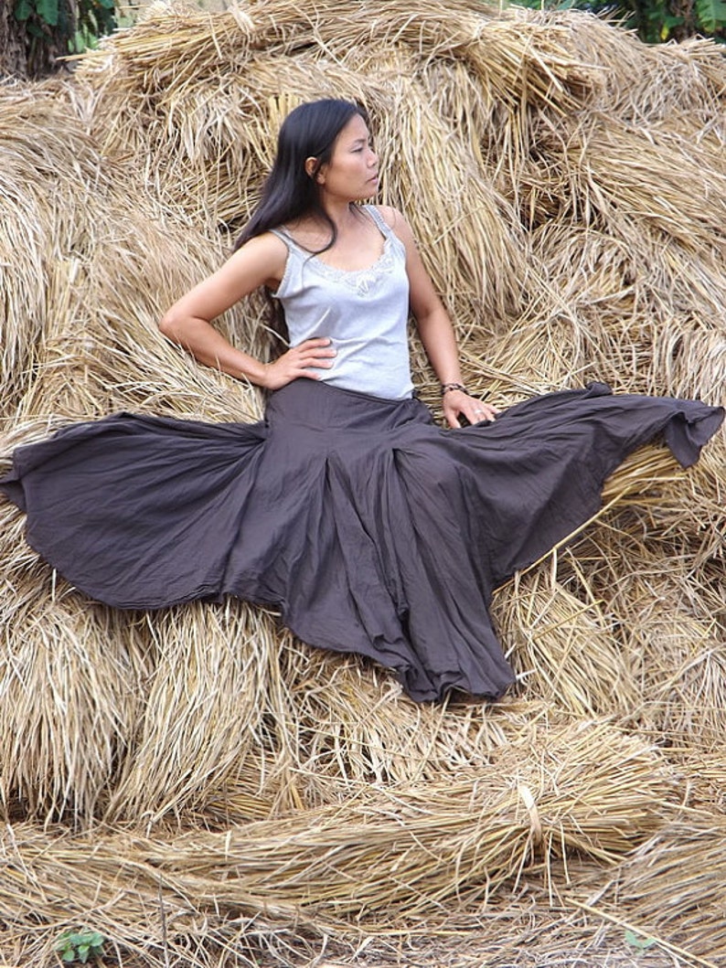 Boho Skirt / Long Skirt / Pixie Skirt / Bohemian Skirt / Maxi Skirt / Cotton Skirt / Asymmetrical Skirt / Color Coco Brown image 1