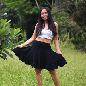 Mini Skirt / Boho Skirt / Boho Mini / Cotton Skirt / Color Black / Summer Skirt / Festival Skirt / Pixie mini skirt/ Double Fabric Skirt