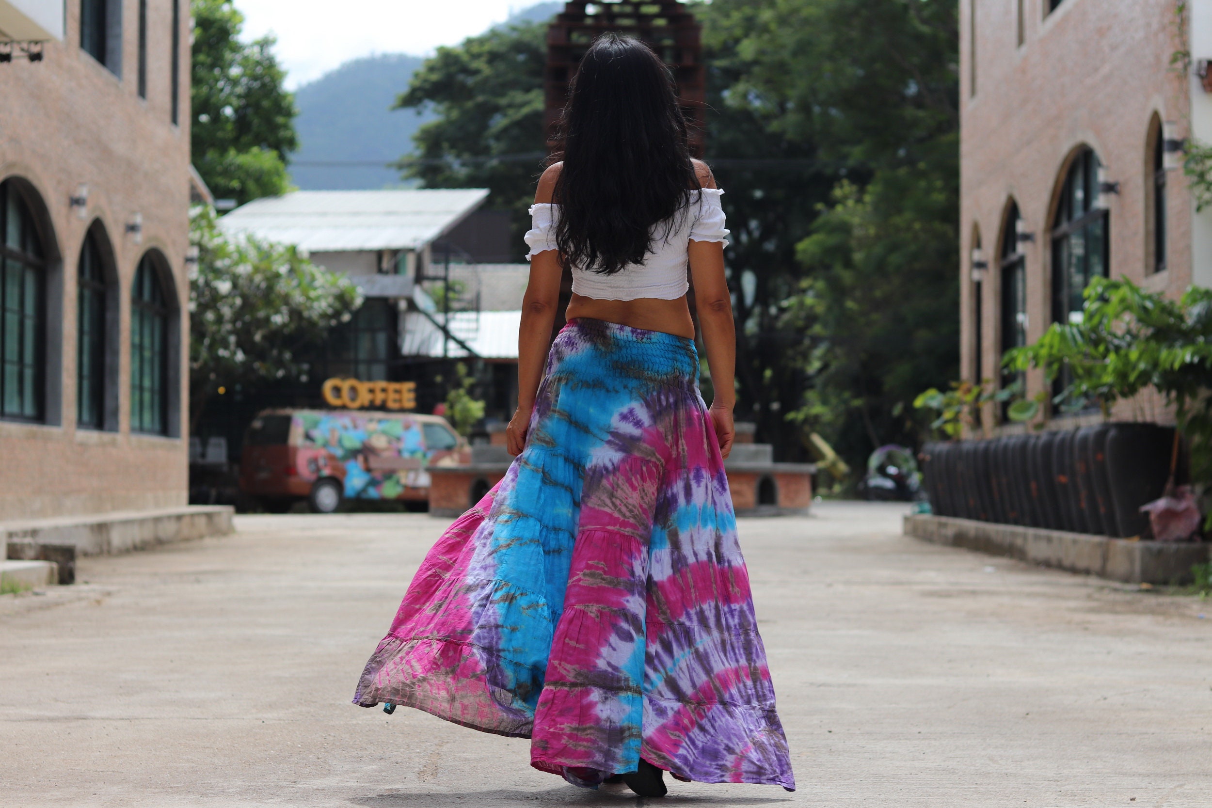 Tie dye skirt clearance bohemian