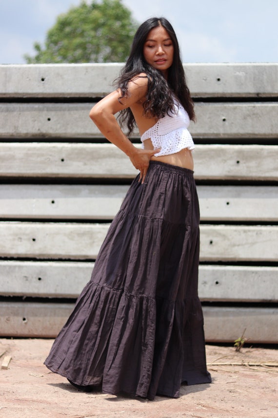 Long Skirt / Long Boho Skirt / Maxi Skirt / Full Length Skirt / Dark Brown  Skirt / Cotton Skirt / Modest Skirt / Formal Skirt / Boho Skirt -   Canada