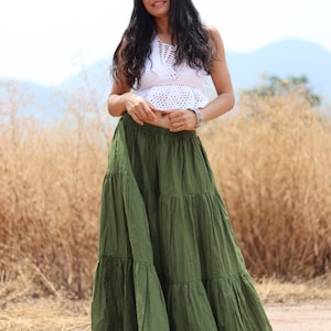 Long Skirt / Long Boho Skirt / Maxi Skirt / Full Length Skirt / Olive Green Skirt / Cotton Skirt / Modest Skirt / Formal Skirt / Boho Skirt zdjęcie 7