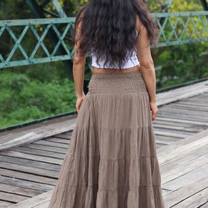 Gauze Tiered Skirt / Maxi Skirt / Long Boho Skirt / Boho Skirt / Full Length Skirt / Cotton Skirt / Long Skirt / Light Brown Skirt image 9