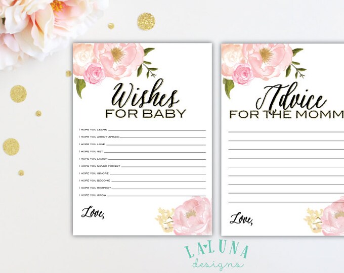 Wishes for Baby Printable, Advice for Mommy to Be Card, Wishes for Baby ...