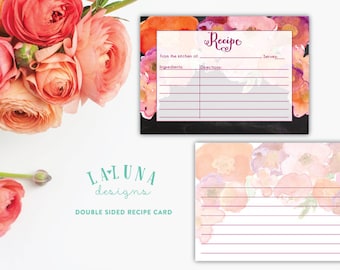 Printable Recipe Card, Bridal Shower Recipe Card, Recipe Cards, 3x5 Recipe Cards, Recipe Cards for Bridal Shower