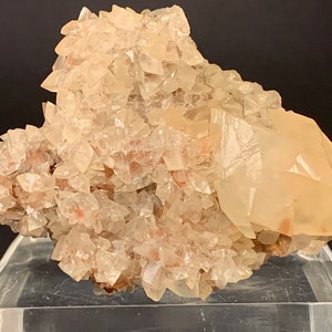 Tan Calcite and Red Hematite from Santa Eulalia, Mexico