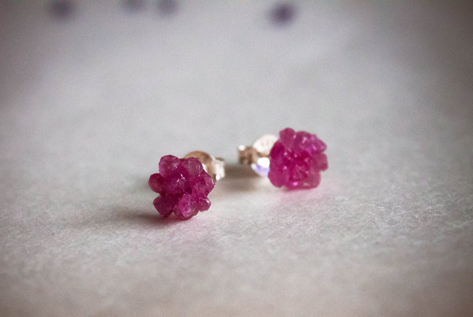 Pink Studs Pink Sapphire raw stud earrings sterling silver Etsy