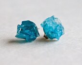 Blue topaz stud earrings - Blue sky  fashion stud post earrings