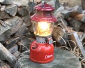 1963 Coleman Lantern Rustic Cabin Decor Red 200A Single Mantle Working Condition