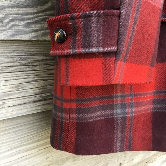 Vintage Pendleton Wool Coat * Size Large * Red, B… - image 5
