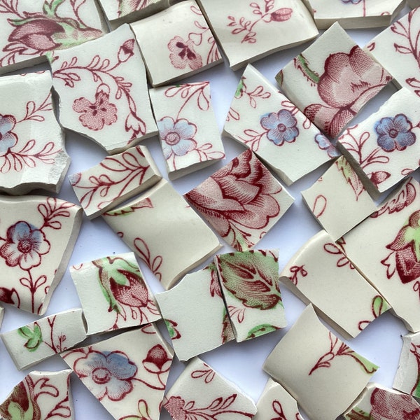 Hand-cut Mosaic Tiles from Vintage China Dinnerware
