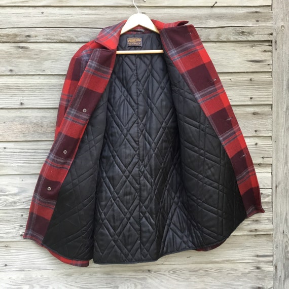 Vintage Pendleton Wool Coat * Size Large * Red, B… - image 8