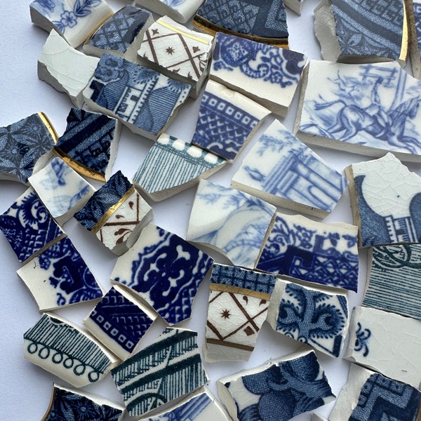 Hand-cut Mosaic Tiles from Vintage China Dinnerware