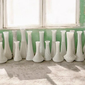 Vintage Milk Glass Floral Bud Vase * Sold Individually
