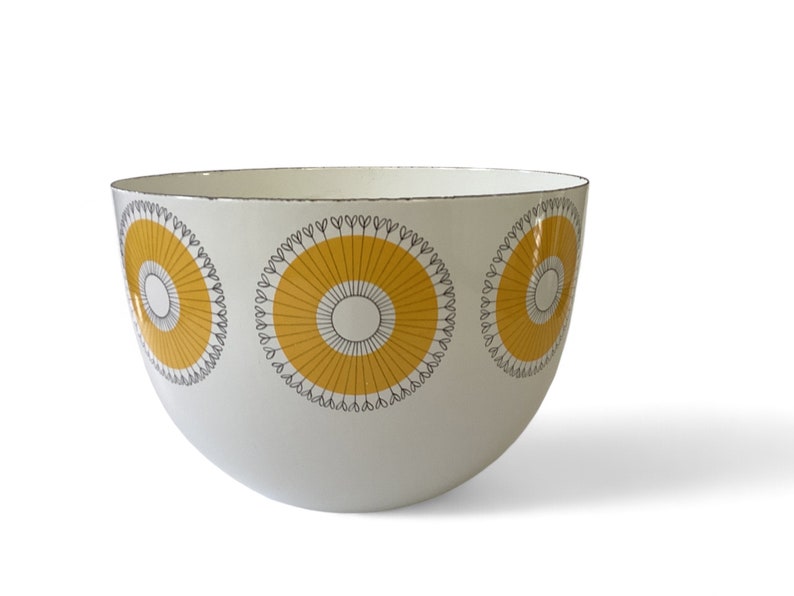 Vintage Sunflower Enamel Bowl * Finel Arabia of Finland * Kaj Franck