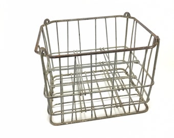 Vintage Wire Milk Crate - Etsy