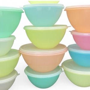 Sold individually * Vintage Tupperware Mixing Bowl and Lid * Sheer Pastel