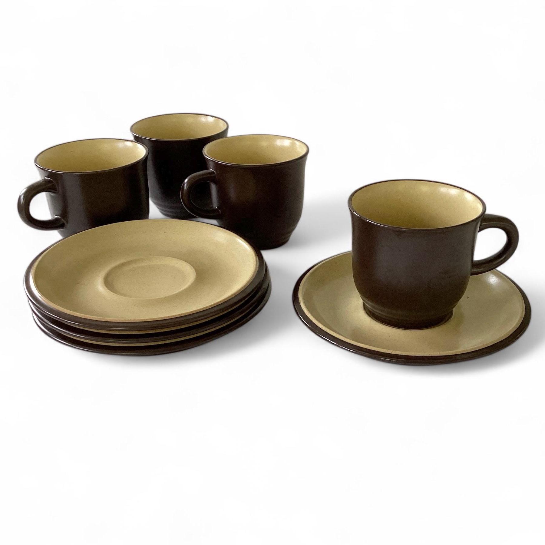 Vintage Nitto Noritake Japanese Stoneware Cup and Saucer Set of 4