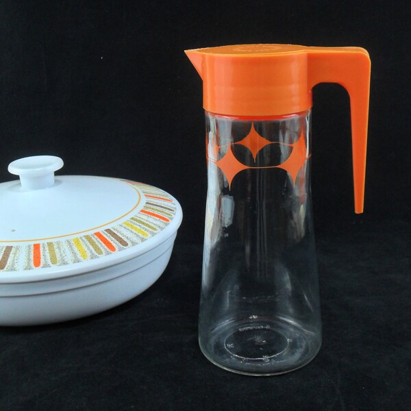 Vintage Glas Gewürz Server * Sirup Dispenser * Orange Starburst * Anchor Hocking Glaskrug