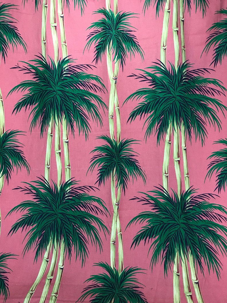 Barkcloth Yardage Tropical Bamboo Print Cotton Drapery Etsy