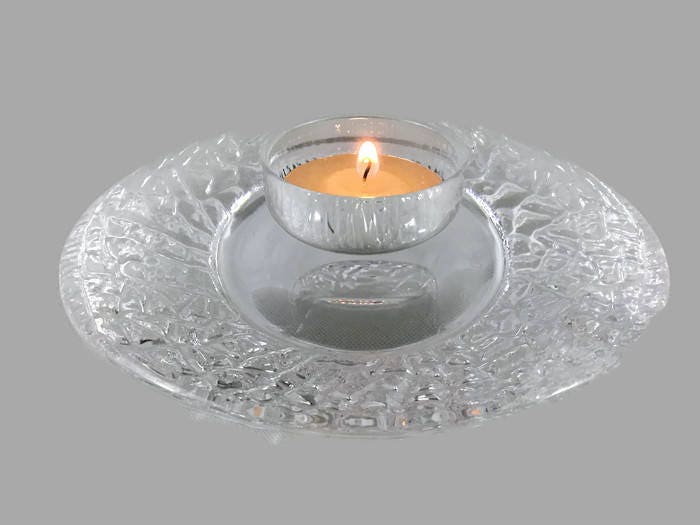 Orrefors discus crystal candle holder