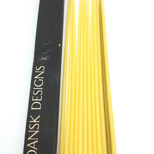 Vintage Dansk 16" Yellow Tiny Taper Candles * Set of 12 in Box